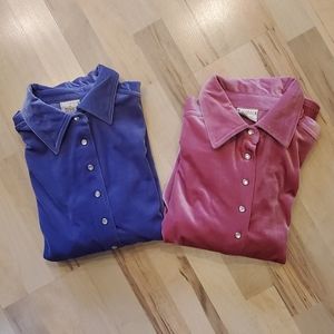 2 VINTAGE Partners from Mervyns Velvet Button up Shirts Sz XL